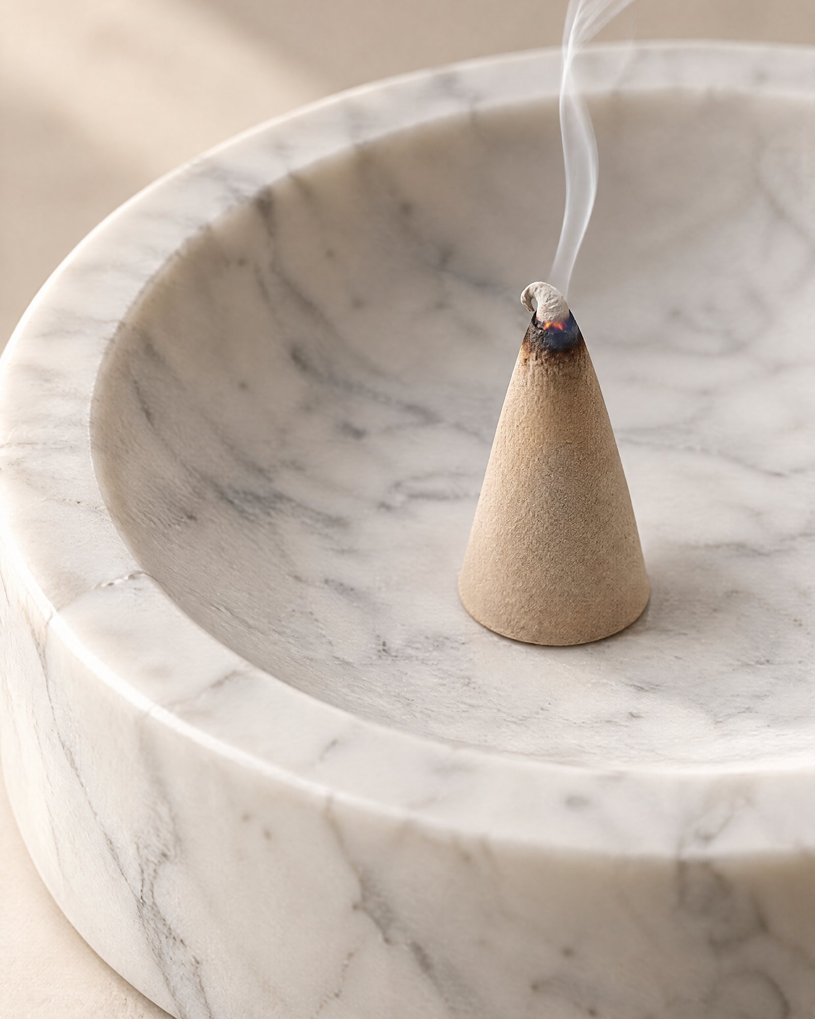 Close-up of Marble Incense Dish Set